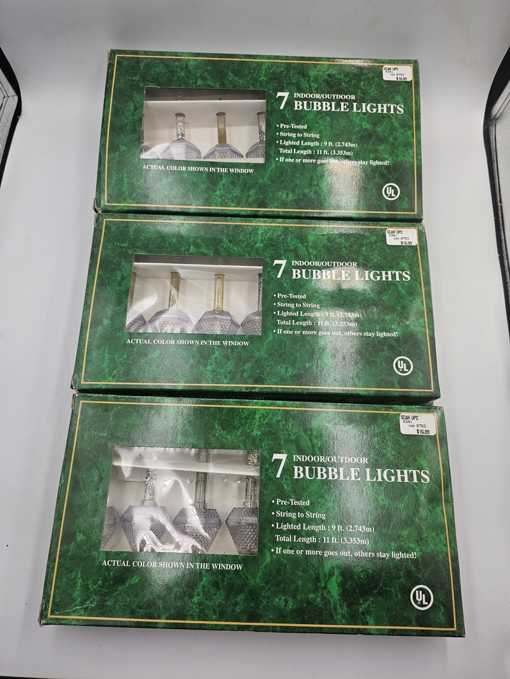 7-Light Indoor/Outdoor Bubble String Lights - Clear and Gold